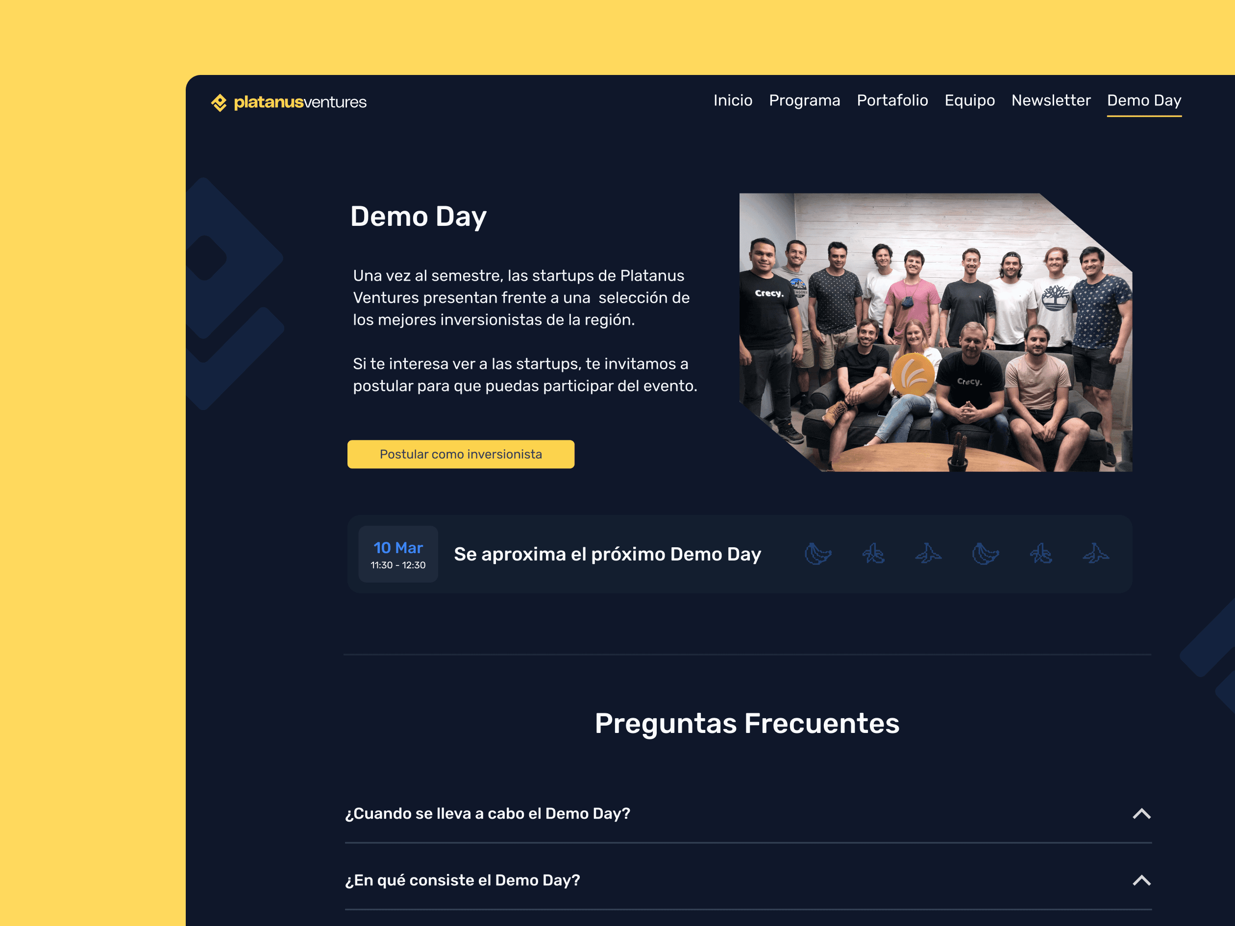 Forging Credibility & Prestige through Design — Platanus Ventures' Landing Page